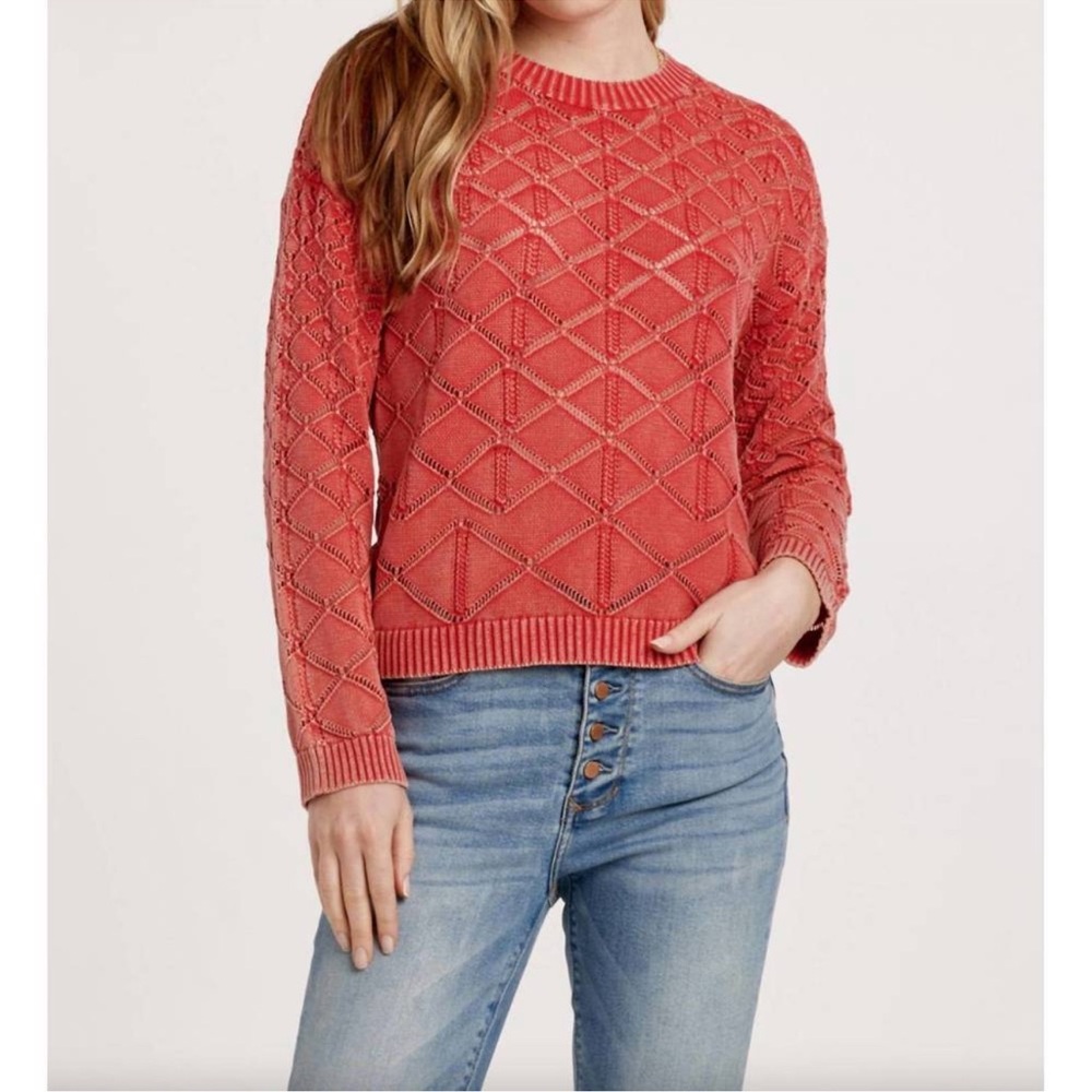 Another Love COLETTE Vintage Wash Cotton Sweater - Ruby Pink